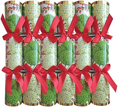 Entertaining with Caspari Snowball Hydrangeas Celebration Crackers with Luxury Embellishments, 12-1/2-Inch, Box of 6