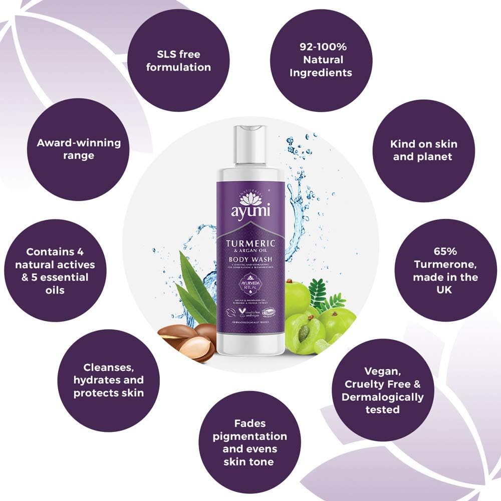 Ayumi Turmeric Body Wash Sensitive Skin, Purple, 250 ml (Pack of 2) - Image 4