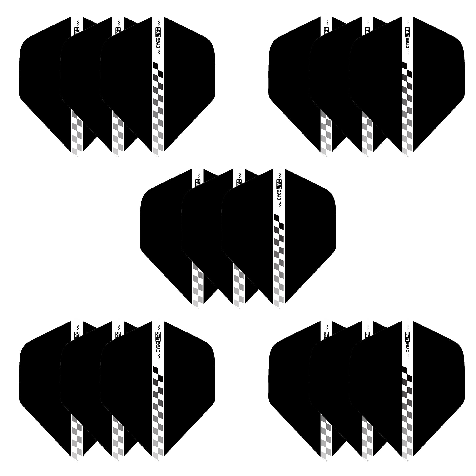 CyeeLife Standard Dart Flights, Pack of 15 (Black)