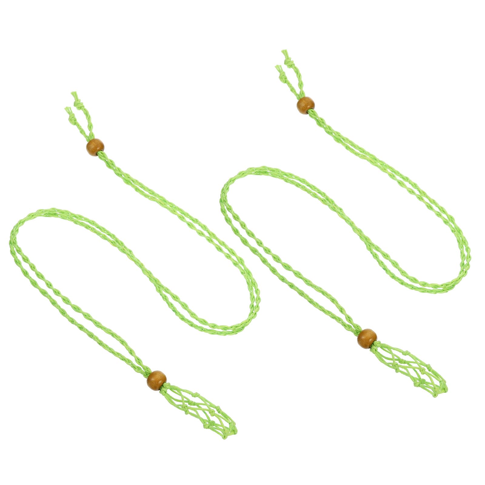 PATIKIL Empty Stone Necklace Holder, 2 Pcs Crystal Stone Holder Cage, Crystal Stone Necklace Cord with Adjustable Length for DIY Bracelet Necklace Jewelry, Green