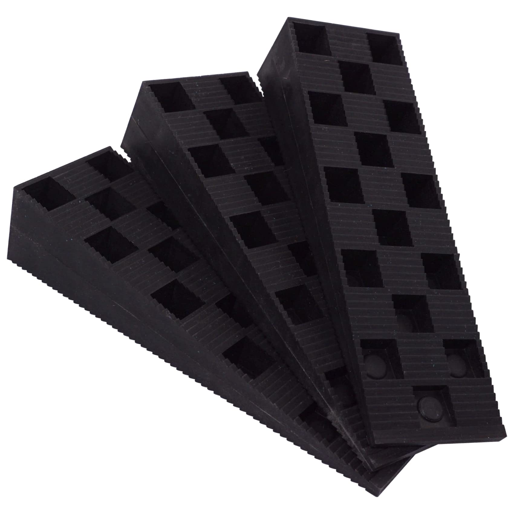 SKIR'CO (4 pcs) Black Plastic Ribbed Wedges 149 x 45 x 30 mm for Leveling, Spacing Wedges, Interlocking Wedges