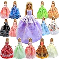 BJDBUS 5 Pcs Handmade Wedding Party Dress Lace Gown for 11.5 Inch Girl Doll Clothes