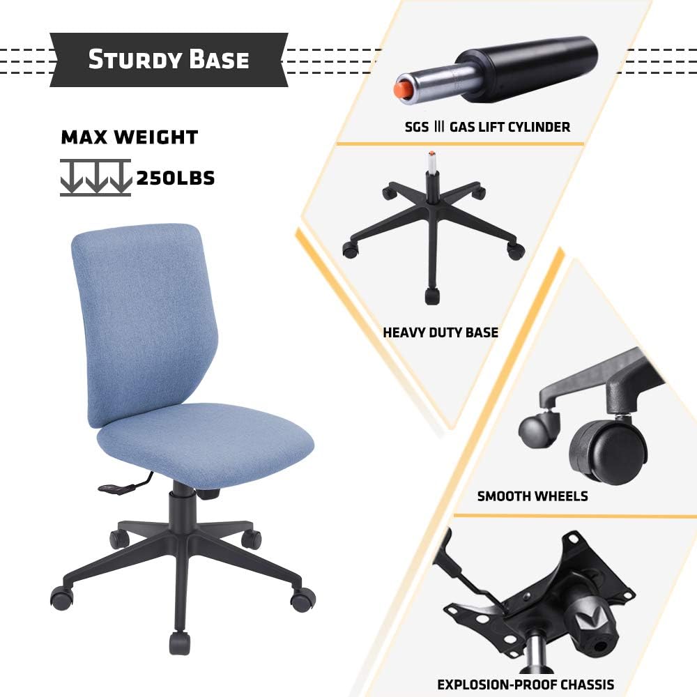 Bowthy Armless Office Chair Ergonomic Computer Task Desk Chair Bowthy Armless Office Chair Ergonomic Computer Task Desk Chair