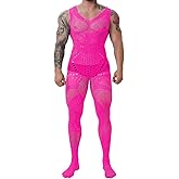 EHSUYAB Mens Lingerie, Sexy Gift For Him Body Stockings, Fishnet Bodysuit Lace Jumpsuit Rave Outfits Glow Party Club