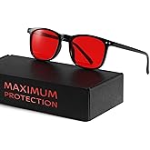TIJN Sleep Glasses for 99% Blue Green Light Blocking Red Lens for Computer Gaming Screen Fatigue UV Protection