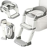 DEEKI 3 in 1 Potty Training Seat with Step Stool Ladder Foldable Anti-slip Toilet Chair Potty Seat for Toddlers Kids Boys Girls(Grey)