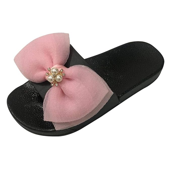Pingtr - Damen Sandalen - Sommer Frauen Mädchen Bowknot Kristall Flache Sandalen Hausschuhe Strandschuhe