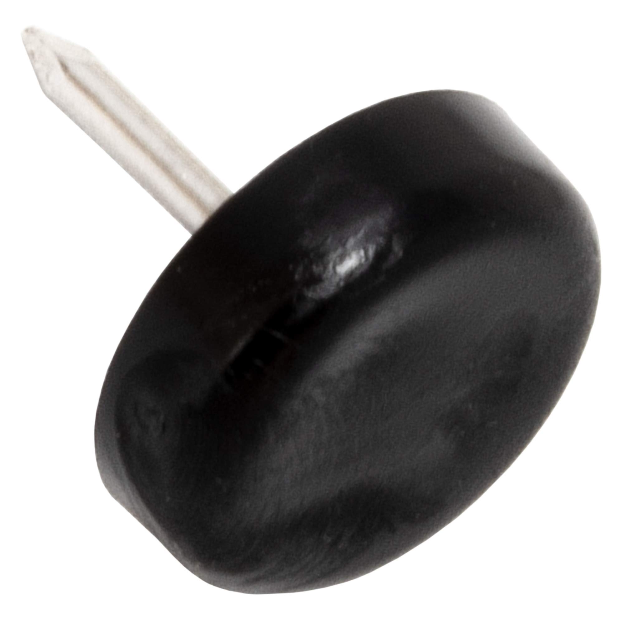 Adsamm® / 16 x Glides in plastic with nail | Ø 0,71'' (Ø 18 mm) | black | round | Premium quality furniture sliders with nail by Adsamm®