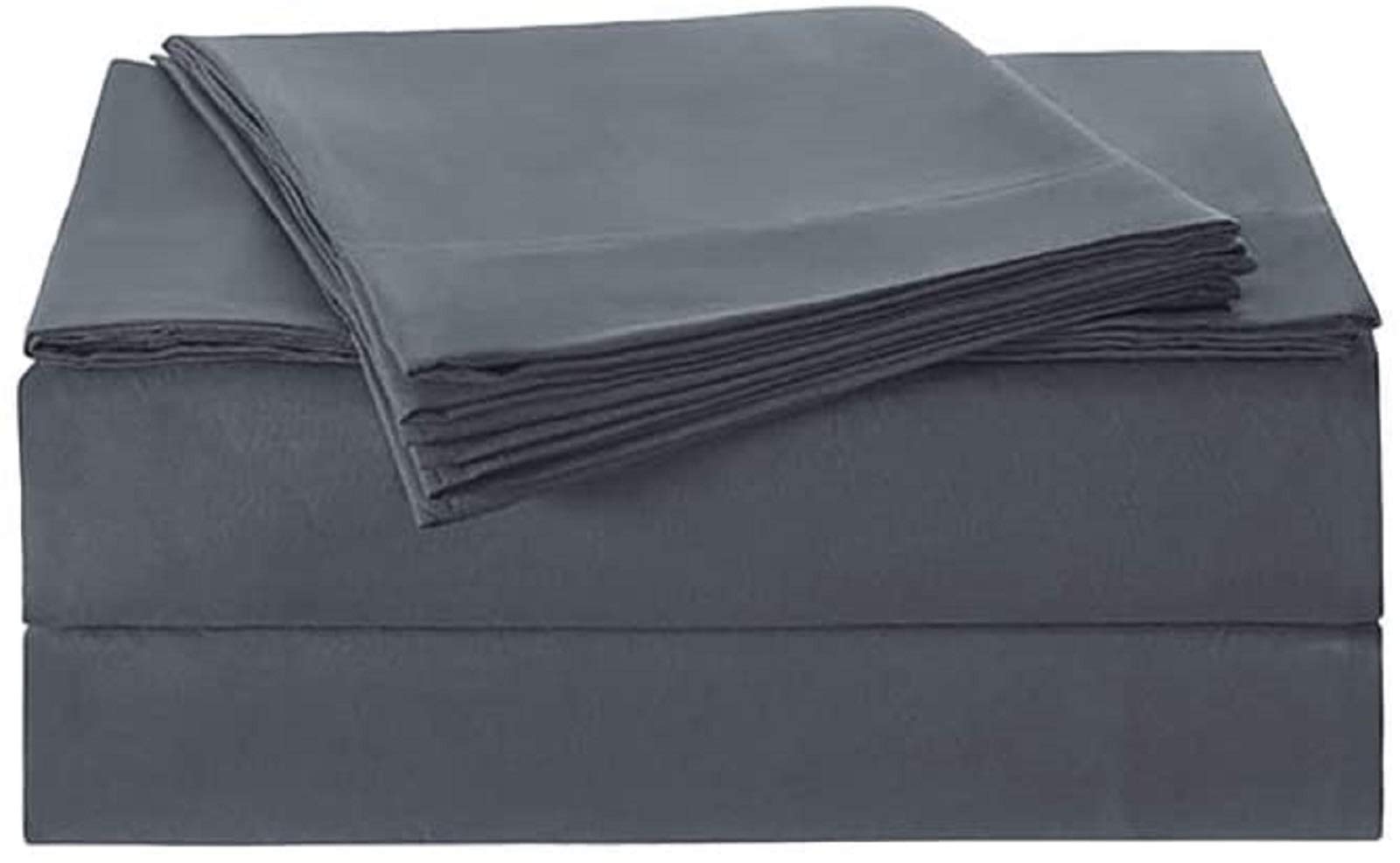 HOTNIU 4-Pieces Bed Sheet Set (Flat sheet, Fitted sheet, 2 Pillowcases), Made of 100% Microfiber, Anti-Wrinkle & Fade Resistant, Super Soft Comfortable (King, Dark gray)