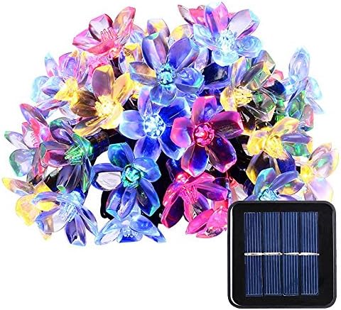 Solar String Lights,SWman 23ft 50 LED Cherry Blossom Flower Waterproof Outdoor Decoration lights LED for Christmas,Indoor,Home,Lawn,Party,Wedding Decoration,Patio,Garden,Tree Décor (Multicolor)