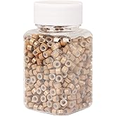 NIACONN 1000pcs 5 mm Tinsel Hair Extensions Beads, Silicone Lined Ring Micro Link I-tip Beads for Hair Extension - Light Brown