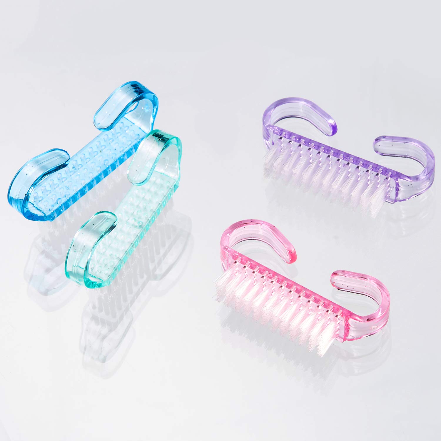 4 Pieces Handle Nail Brush Nail Hand Scrubbing Cleaning Brush (Small, Multicolor) : Beauty