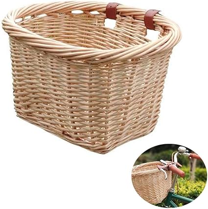 wicker bicycle basket leather straps