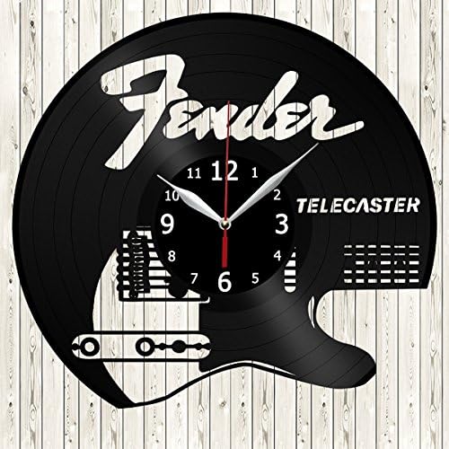 Fender Telecaster Vinyl Record Wall Clock Decor Handmade Unique Original Gift