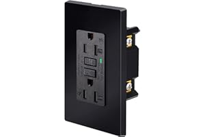 GFCI Outlet 20 Amp,NineLeaf 1PK 20a GFCI Receptacle Black,20Amp GFCI Outlet Receptacles,Weather Resistant(WR) with LED Indicator, Decorative Wall Plates and Screws Included, ETL Certified