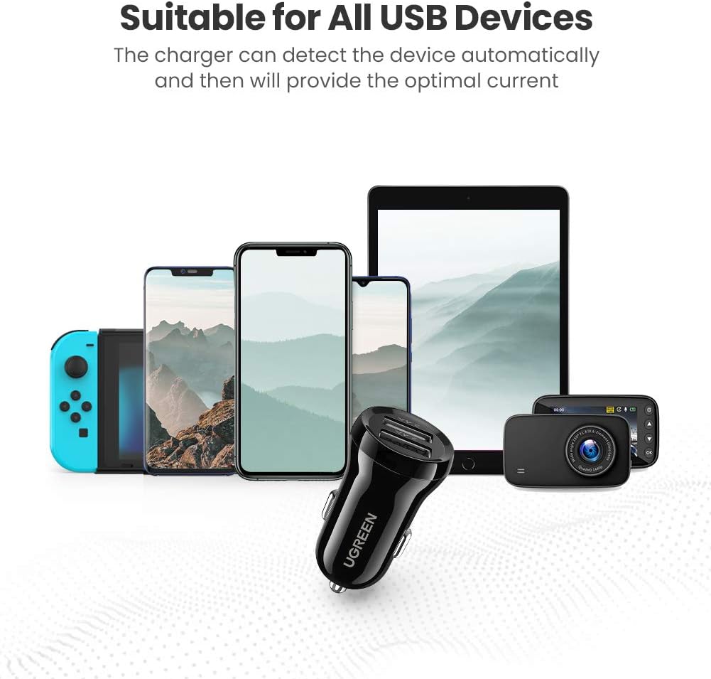 UGREEN Car Charger, Dual USB Car Charger with 24W 4.8A Car Charging Adapter Compatible with iPhone SE/11 Pro Max XS XR X 8 iPad Pro Air Mini, Samsung S10 S9 S8 Note 20 Ultra, LG OnePlus,Pixel and More: Home Audio & Theater