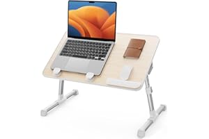 SAIJI Laptop Bed Tray Table, Adjustable Home Office Standing Desk Portable Lightweight Foldable Lap Desk for Sofa Couch Floor Working Studying Reading Writing Eating,Fit Up to 17" Laptop(Large,Teak)