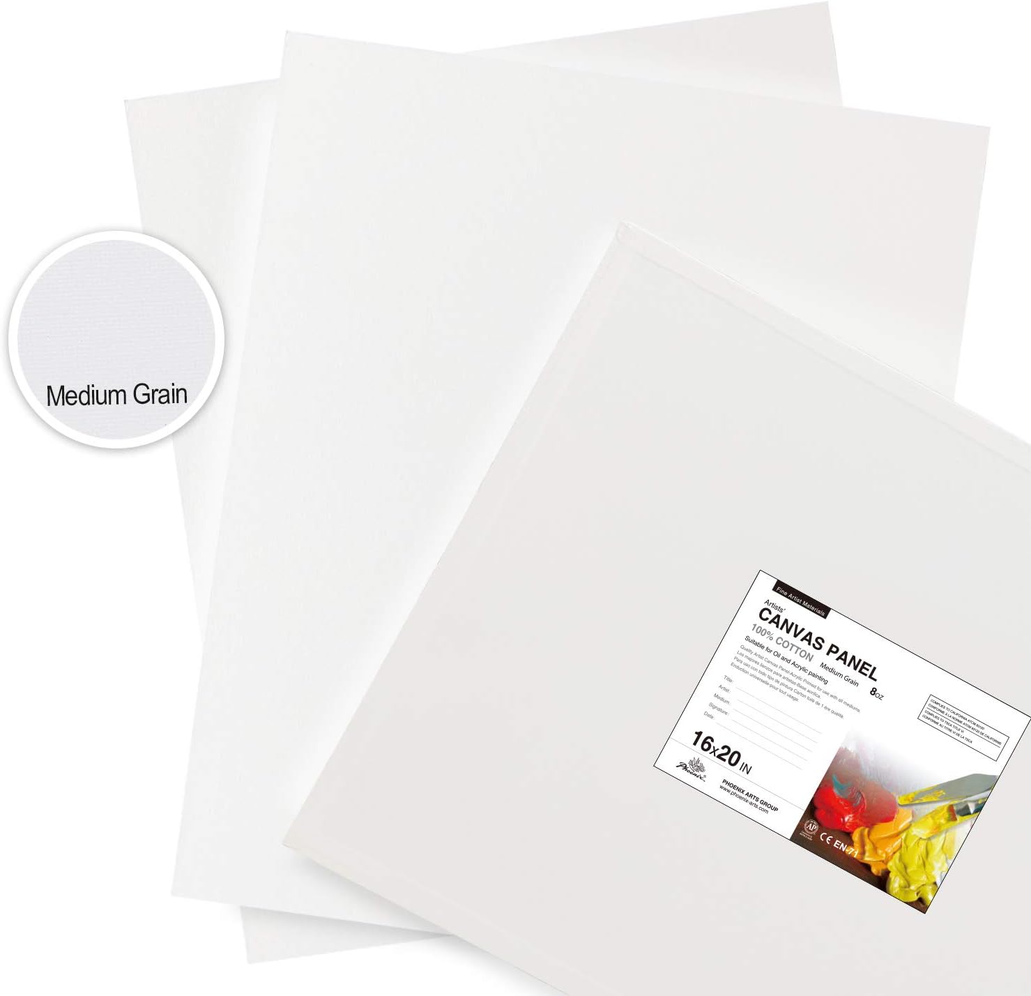 PHOENIX Artist Painting Canvas Panels - 16x20 Inch / 6 Pack - Triple Primed Cotton Canvas Boards for Oil & Acrylic Painting: Everything Else