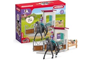 Schleich Horse Club - 25 PC Lisa and Storm Horse Toy Stall Playset with Accessories - Customizable Stable Name Tag - Realistic, Posable Rider and Pony Toys for Girls and Boys - Kids Ages 5+ - 42709