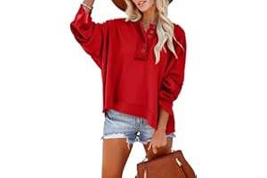Dokotoo Hoodies for Women 2024 Fashion Fall V Neck Button Down Long Sleeve Hooded Sweatshirts Tops
