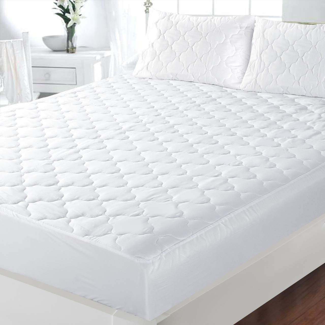 ZNR® Triple Filled Quilted Mattress Protector | King Size Mattress Protector | 40 CM Extra Deep Skirt | Fitted Sheet Style Bed Cover | Hypoallergenic | Dust Mite Proof | Breathable | Noiseless…