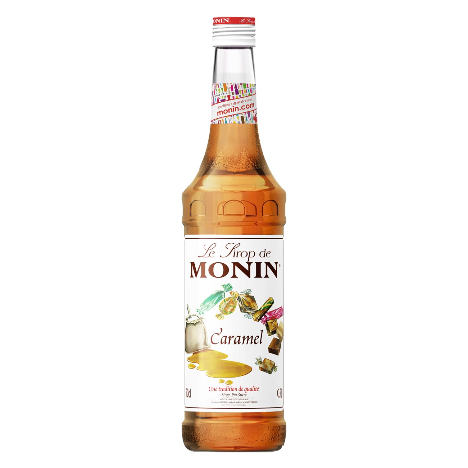 MONIN Premium Caramel Syrup 700 ml for Coffee and Cocktails. Vegan-Friendly, Allergen-Free, 100% Natural Flavours and Colourings