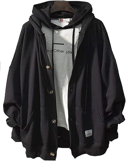 Amazon Co Jp パーカー メンズ 秋服 大きいサイズ グラデーション フード付き パーカー かっこいい カジュアル ジップアップコート 黑 L 服 ファッション小物
