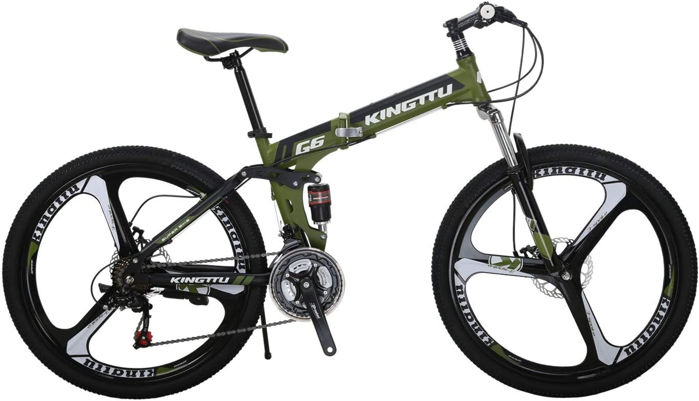Kingttu KTG6 Mountain Bike 26 Inches 3 Spoke Wheels Dual Suspension Folding Bike 21 Speed MTB