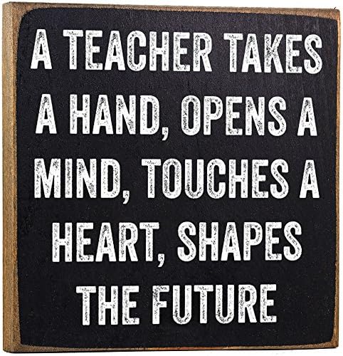 A Teacher Takes a Hand Quote - Rustic Wooden Sign - Inspirational Wall Decor for Classrooms, Home, and Office, Unique Gift Idea for Teachers