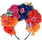 June Bloomy Day of the Dead Headpiece Halloween Costume Headpiece Mexican Floral Crown Rose Headband