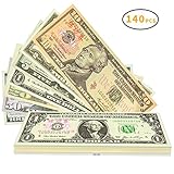 Winkeyes 140pcs Prop Money Play Money Realistic Copy Paper Money Full Print 2 Sided for Movie Game Kids School Students