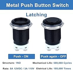 DMWD 2-Pack 16mm Latching Metal Push Button Switch