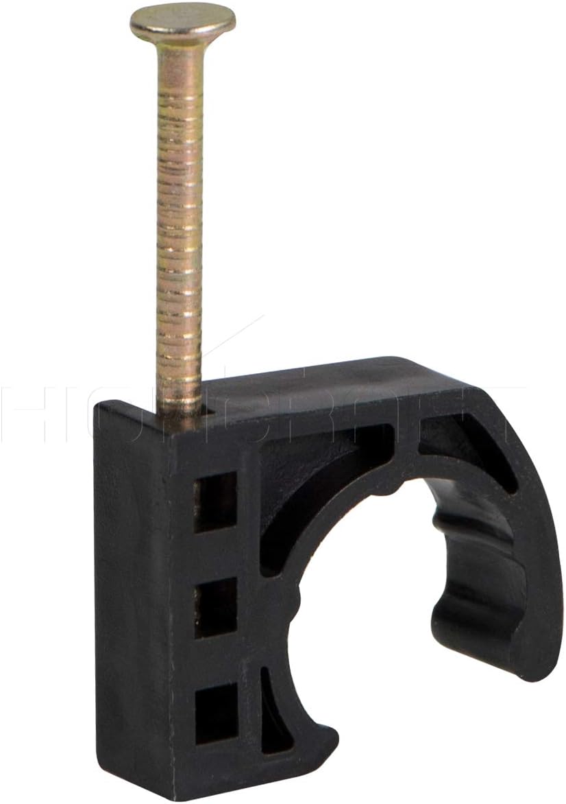 Highcraft ID234x50 Half Clamp J-Hook with Nail For Pex Tubing Pipe Support, 1/2 in, Black - - 
