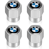 Tire Valve Stem Caps Cover for BMW X1 X3 M3 M5 X1 X5 X6 Z4 3 5 7 Series Metal Wheel Air caps Auto Valve Stem Caps Accessories 4 Pack Silver