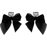 Crystal Bow Earrings for Women Ribbon Bowknot Stud Earrings Square Clear Rhinestone Earrings Tiny Bow Tie Ribbon Dangle Earrings Jewelry for Women