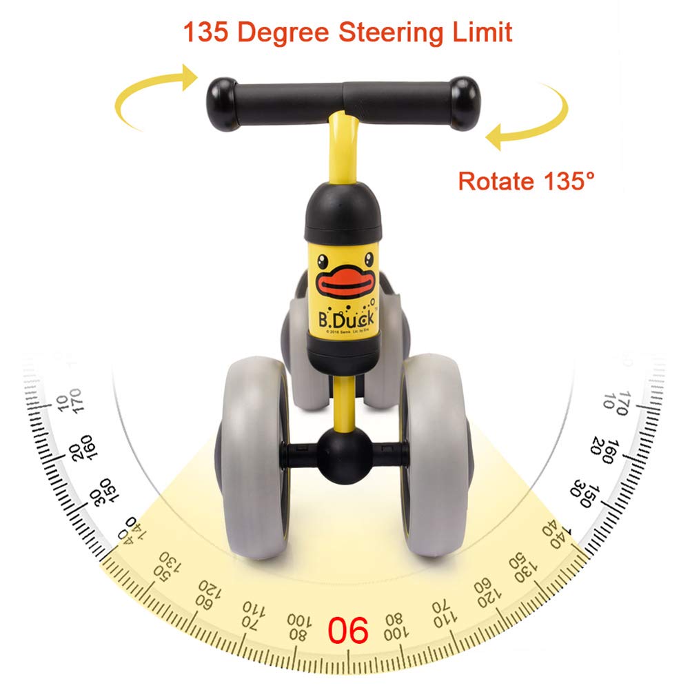 Baby Balance Bike Bicycle Boys Girls Toddler Bike Trike Tricycle Steel Frame Children Learn to Walk Bike 10-24 Months No-Pedal Baby\'s First Bike (Yellow Duck)