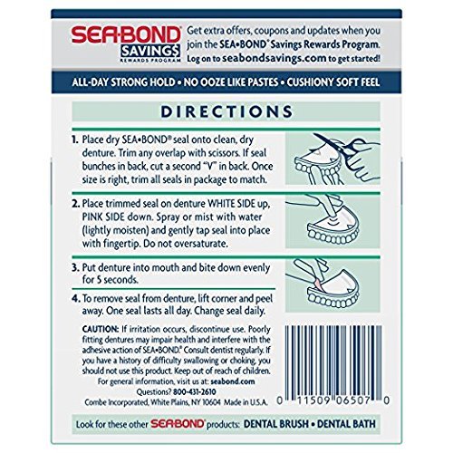 Seabond Denture Adhesive Wafers Fresh Mint 30 count(pack of 3) BigaMart