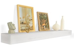 XWNE Fireplace Mantel,60 inch Rustic Wood Floating Mantel Shelves for Electric Fireplaces,Solid Wood Farmhouse Mantle for Over Fireplace(White,60x8x6)