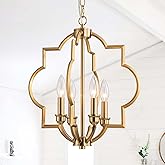 ACANER 4-Light Brushed Gold Chandeliers for Dining Room, 15.6" Farmhouse Geometric Pendant Light Fixture for Entryway Foyer K