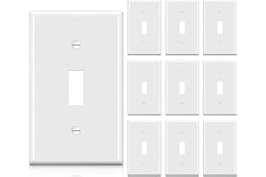 BESTTEN 10 Pack 1-Gang Toggle Wall Plate, Unbreakable Polycarbonate Single Light Switch Cover, cUL Listed Standard Size Facep
