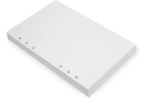 Wanderings A5 6-Ring Binder Planner Inserts - 8 1/4 x 5 5/8" - Thick Cream Color Dotted 120 gsm Loose Leaf A5 Paper Refills Compatible with Filofax 6 Hole 100 Sheets 200 Dot Grid Pages