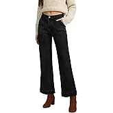 Metietila Women's Mid Waisted Cropped Jeans Wide Leg Denim Pants Flare Jeans with Pocket