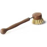 Murchison-Hume Compostable Dish Brush with Wooden Handle, Replaceable Scrubber Head, No Plastic Parts, All-Natural Materials Scrubbing Tool for Cleaning Pans, Pots, and Kitchen Sink, 8.3 inches