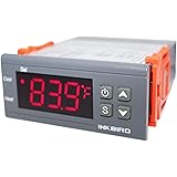 Inkbird All-Purpose Digital Temperature Controller Fahrenheit and Centigrade Thermostat with Sensor 2 Relays ITC-1000 for Ref