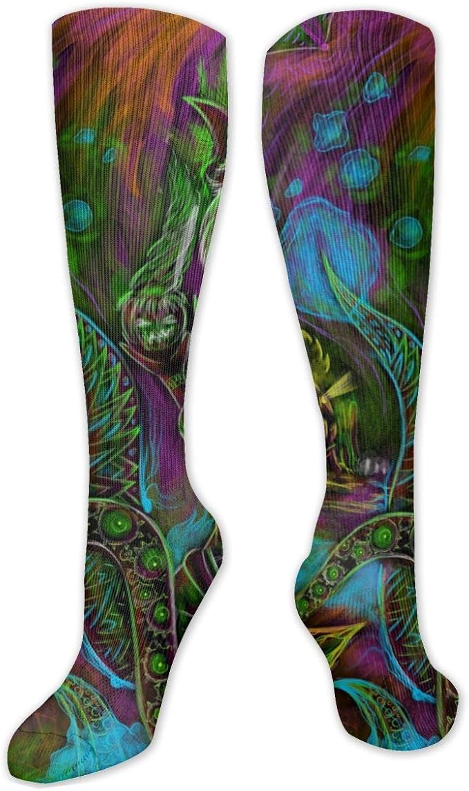 TUOFUBAGS Psychedelic Trippy Girls Funny Socks Knee High Stockings