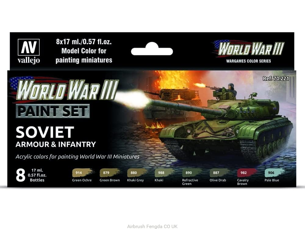 Vallejo 070221 Paint Set, Soviet Armour and Infantry, WWIII Model Making Accessories, Various