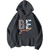 SOLY HUX Women's Plus Size Sweatshirt Letter Graphic Hoodies Drawstring Drop Shoulder Long Sleeve Pullover Tops