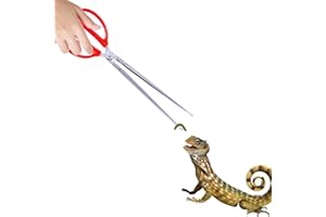 STDKDFW Reptile Feeding Tongs, 15 Inch Stainless Steel Reptile Feeding Tongs Long Handled Tweezers Tipped Feeding Tool for Fish Aquariums Reptiles Snakes Lizard Gecko Spider and Bird