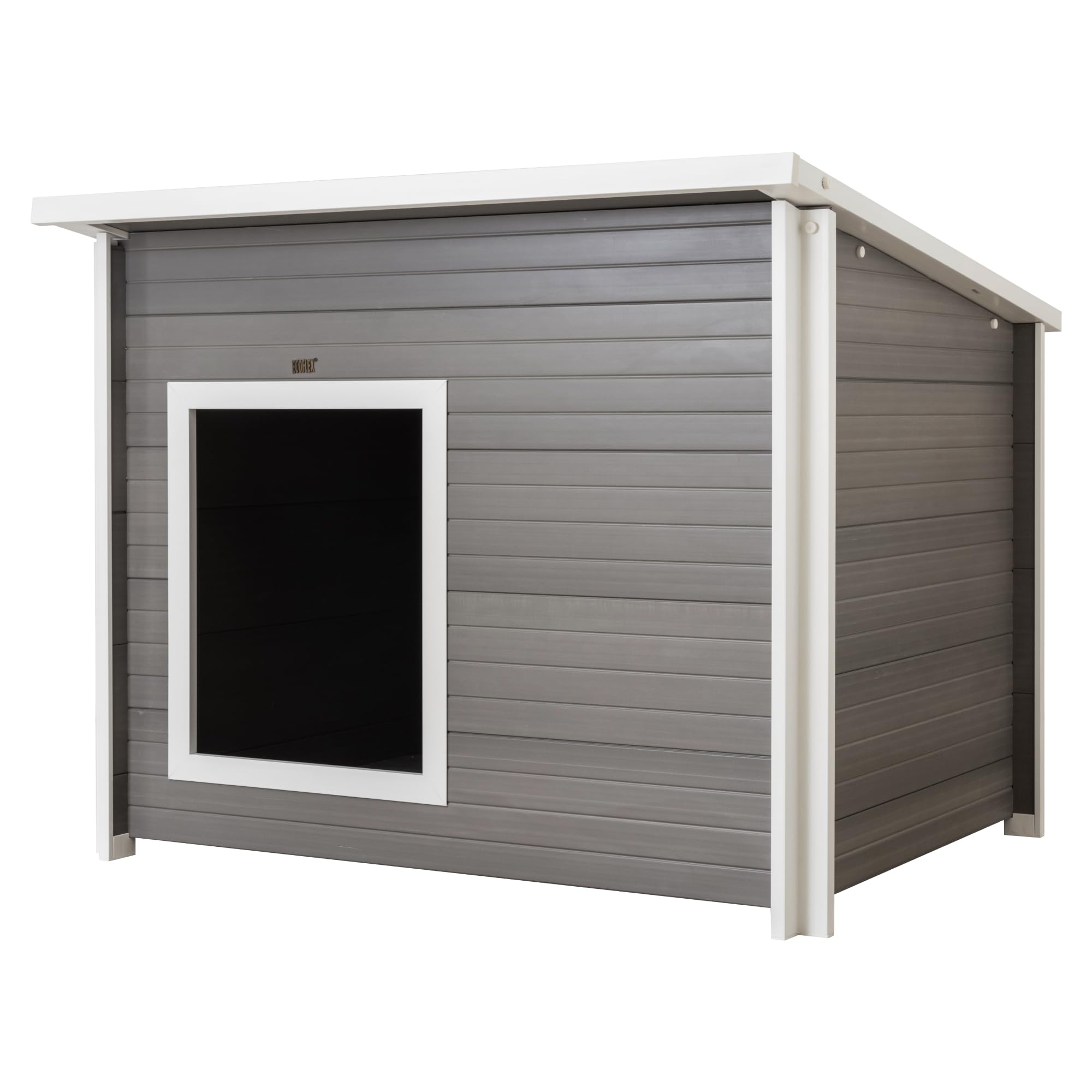 Photo 1 of **USED**New Age Pet ECOFLEX Rustic Lodge Outdoor Elevated Dog House, Jumbo Weather Resistant Shelter for Large Dogs, Wood Look Composite Material, Easy Assembly with 10 Year Warranty ***SEE CLERK NOTES**