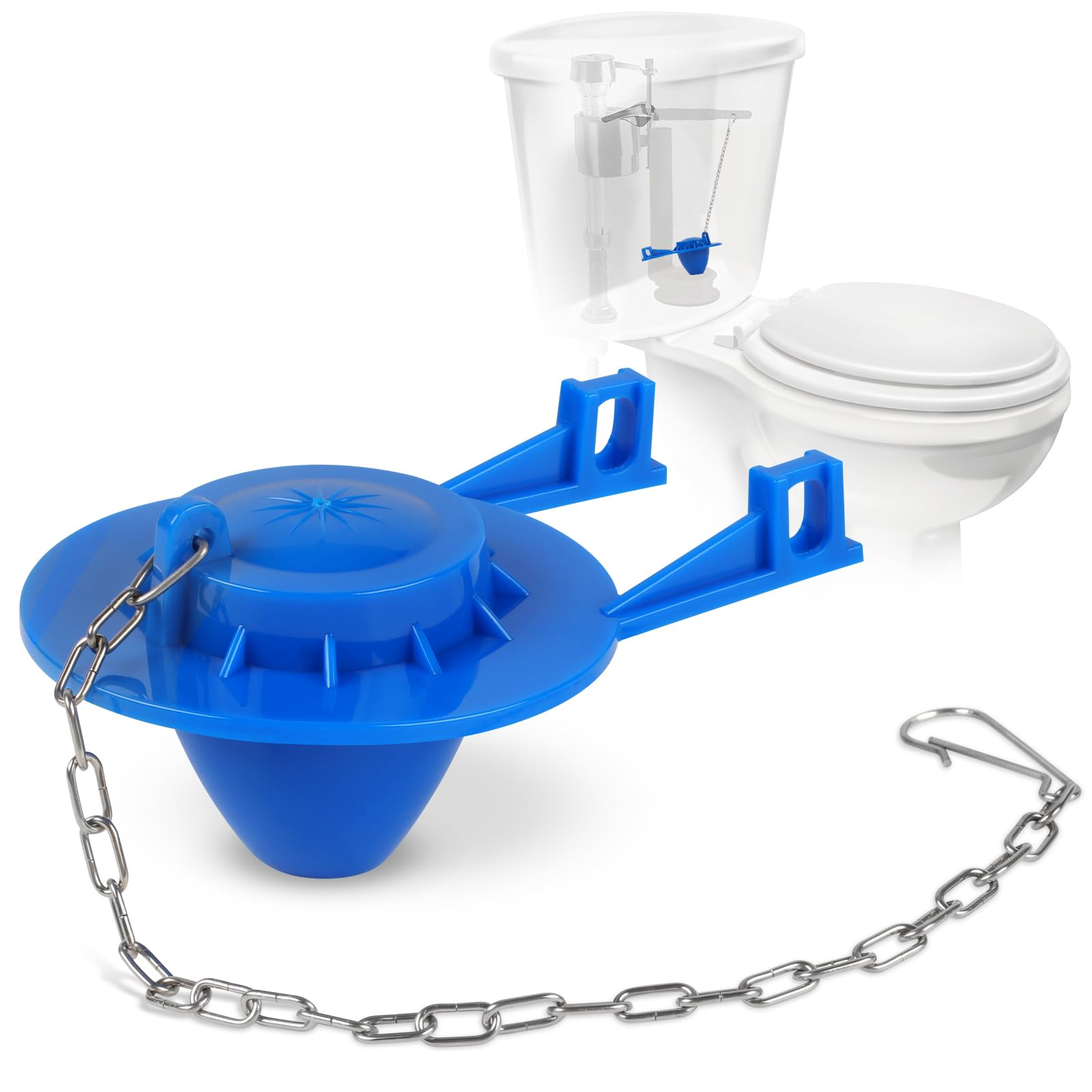 Photo 1 of 2 Inch Toilet Flapper Replacement Kit - Universal Toilet Stopper Flappers, Durable Toilet Flap with Adjustable Steel Chain, Toilet Tank Flapper Suitable for Various Toilet Cap Types, Easy to Replace